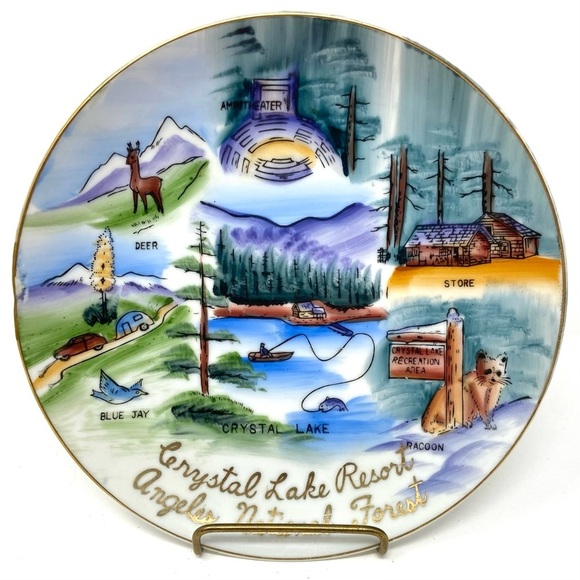 Beautiful Crystal Lake Resort Angeles National Forest 7 1/2” Souvenir Plate. - Picture 3 of 3